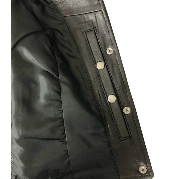 Unik Premium Women Sz M Black Leather Snap Front Vest Side Laces Paisley Liner - Picture 16 of 16